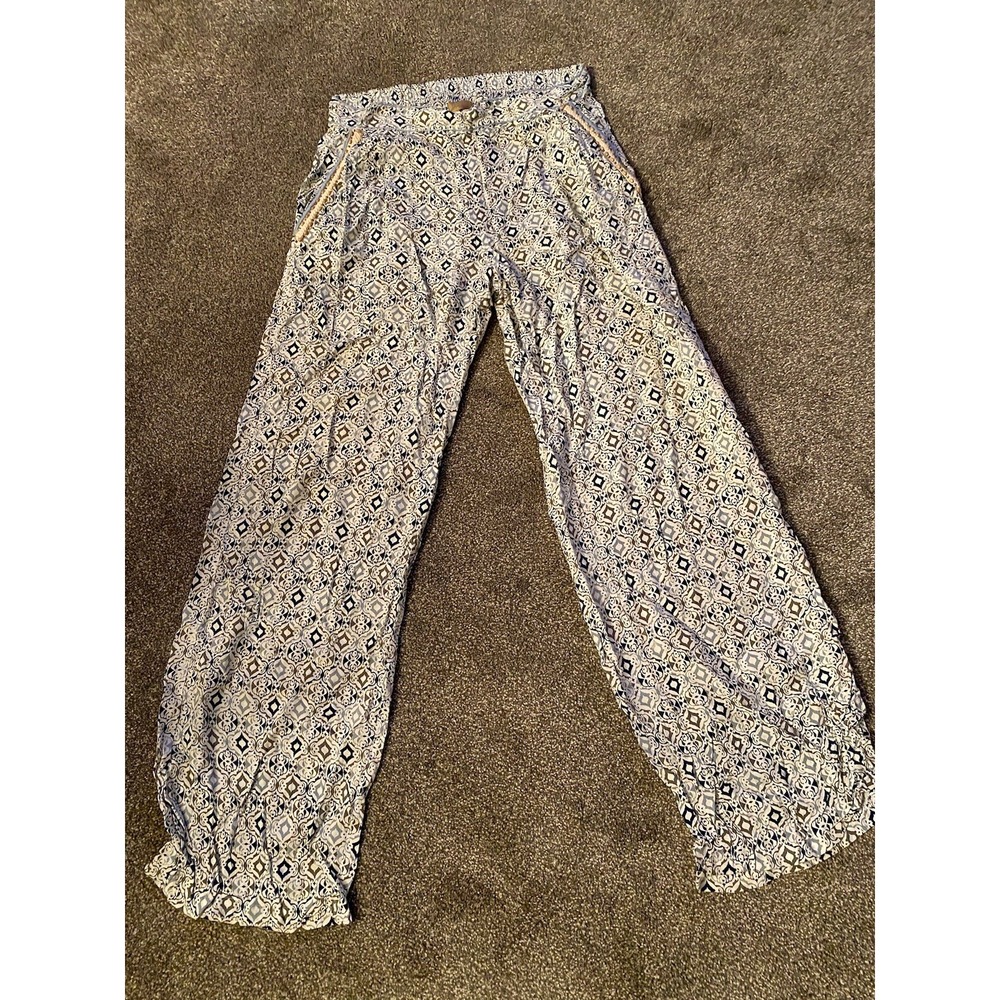 Skemo Beach Travel Pants Beaded Boho L Large‎ Beach Pool Casual White Women’s